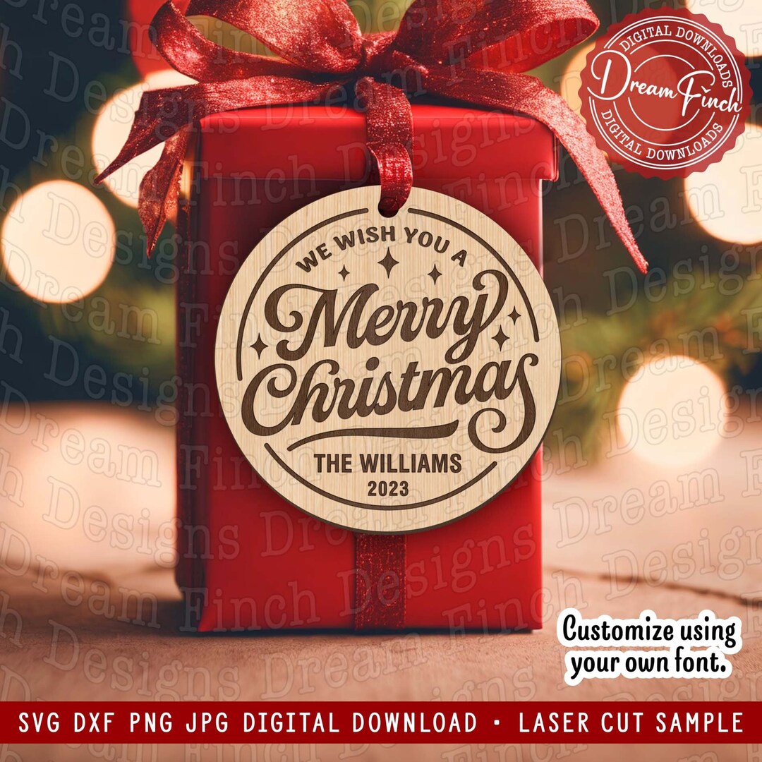Merry Christmas Gift Tag SVG DXF Cut Files • Printable PNG and Jpg ...
