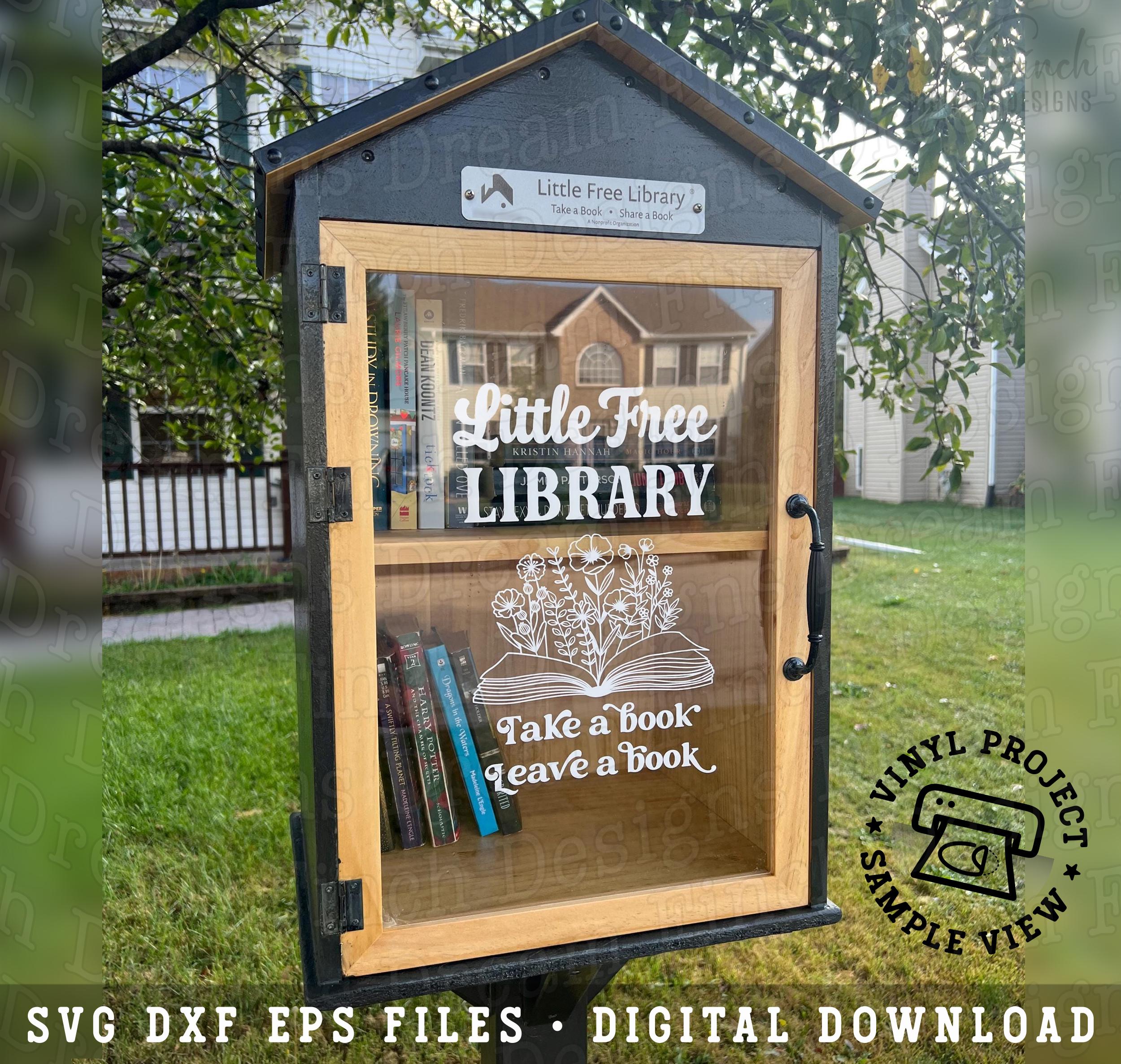 Little Free Library Sign SVG DXF PDF Png, Floral Books Svg, Little ...