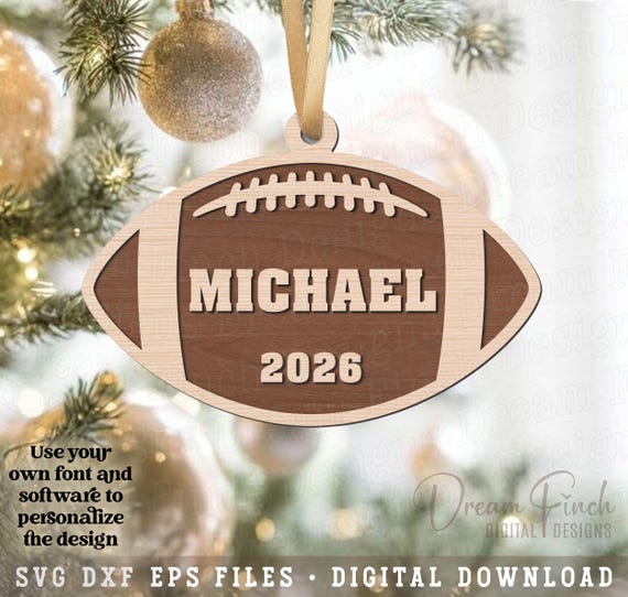 Football Ornament SVG DXF EPS Cut Files • Football Gift Tag • Glowforge Laser Cut Files