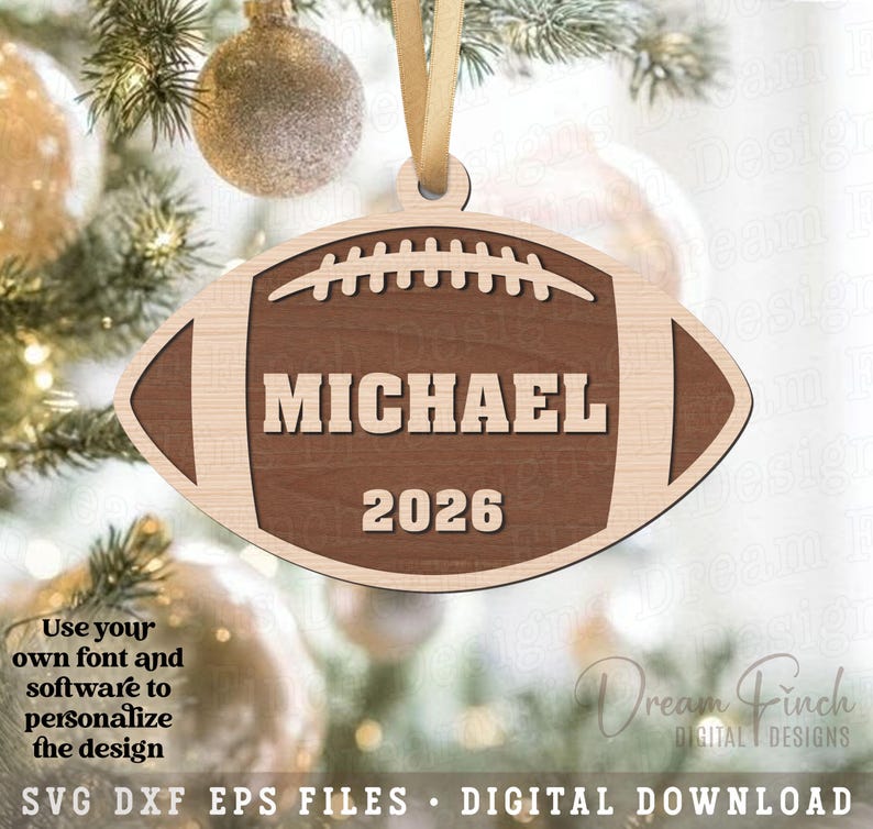 Voetbalornament SVG DXF EPS snijbestanden • Voetbalcadeaulabel • Glowforge lasersnijbestanden afbeelding 1