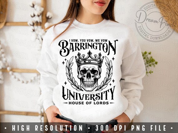 Barrington University PNG Dark Romance Png for Halloween Book Lover Shirt • Smut PNG