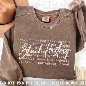 Black History Words SVG Black History Month Shirt Design, African American Typography PNG, Black Pride Svg, Juneteenth Svg, Digital Download