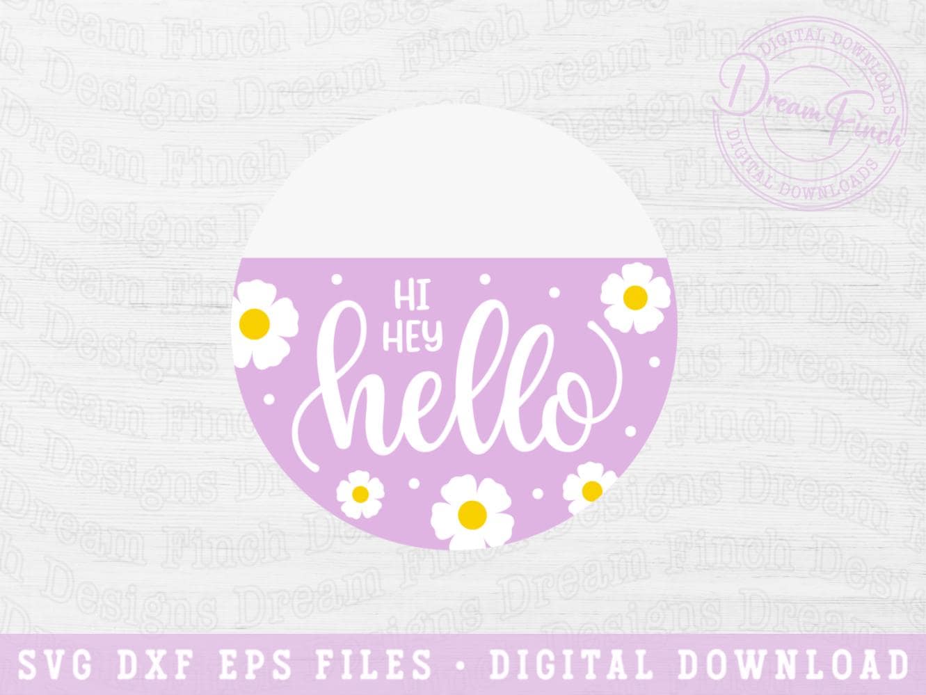 Spring Wood Door Hanger SVG Floral Welcome Round Sign SVG Hi Hey Hello ...
