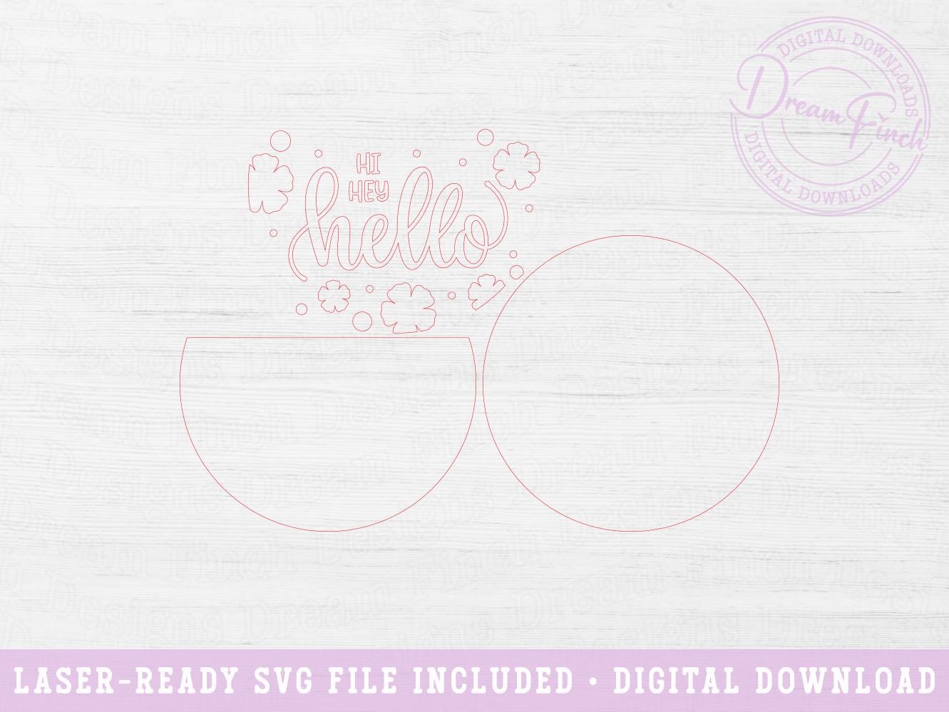 Spring Wood Door Hanger SVG Floral Welcome Round Sign SVG Hi Hey Hello ...