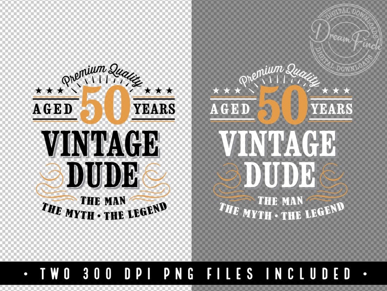 50th Birthday SVG PNG DXF PDF Cut File Vintage Dude for Fiftieth Birthday Men's Shirt