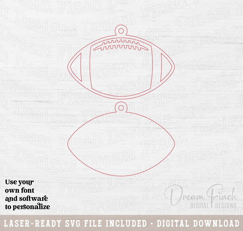 Voetbalornament SVG DXF EPS snijbestanden • Voetbalcadeaulabel • Glowforge lasersnijbestanden afbeelding 3