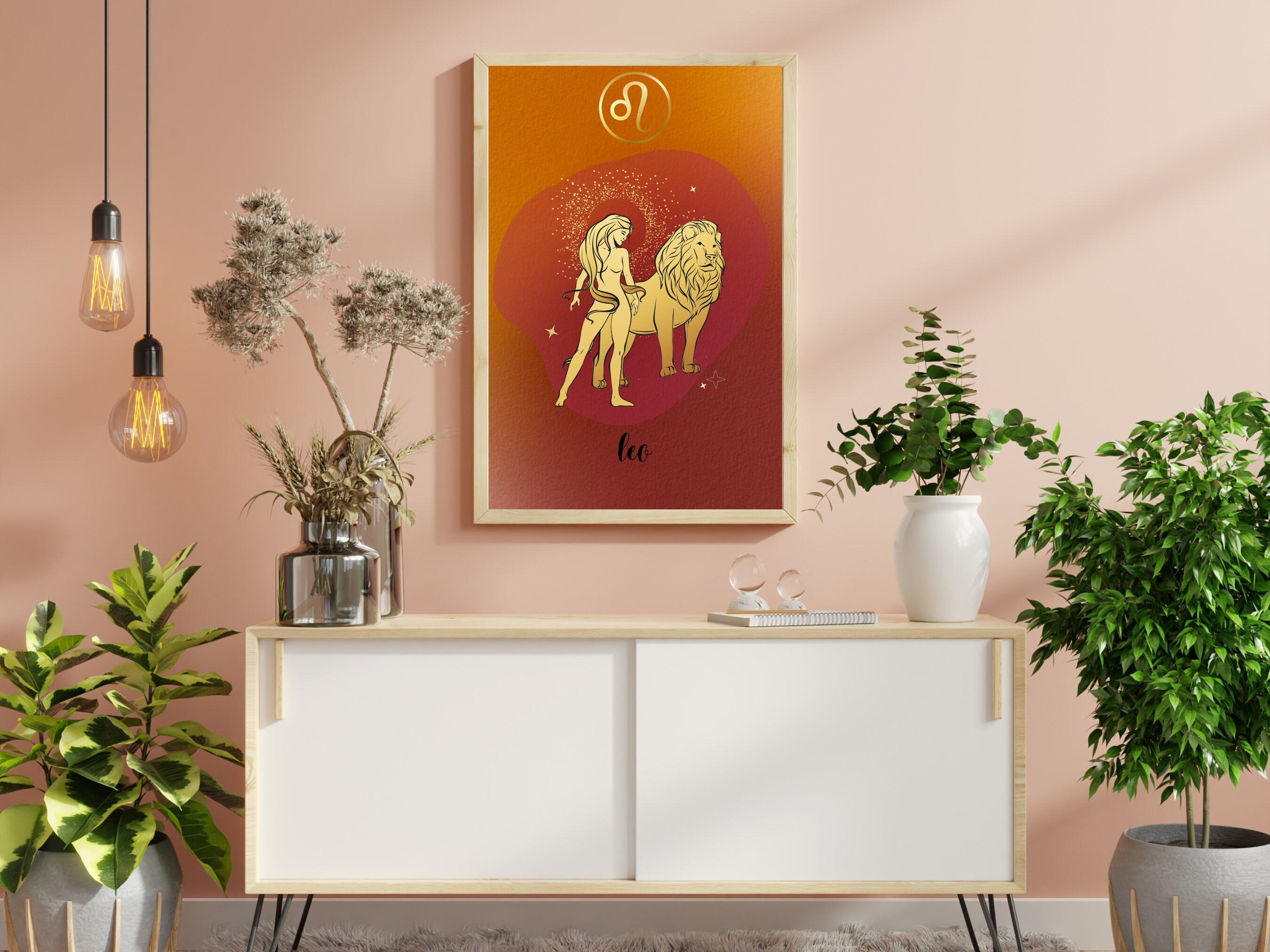 LEO Zodiac Sign Wall Art Printable for Living Room or Bedroom, Leo Constellation Art Astrology