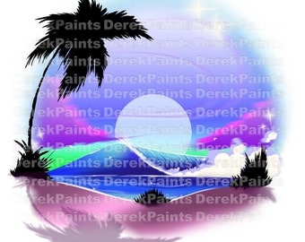 PNG scena spiaggia aerografata