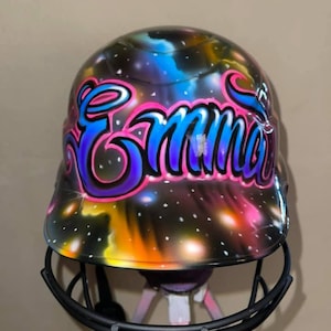 Airbrushed solar system softball helmet(face shield not included, purchase separately)