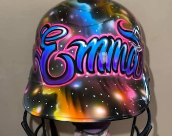 Airbrushed solar system softball helmet(face shield not included, purchase separately)