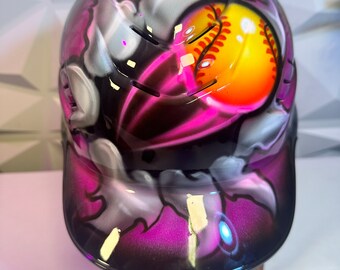 Airbrushed ripping out softball helmet (face shield not included, purchase separately)