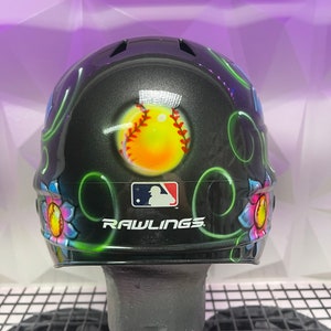 Airbrushed floral softball helmet face shield not included, purchase separately image 4