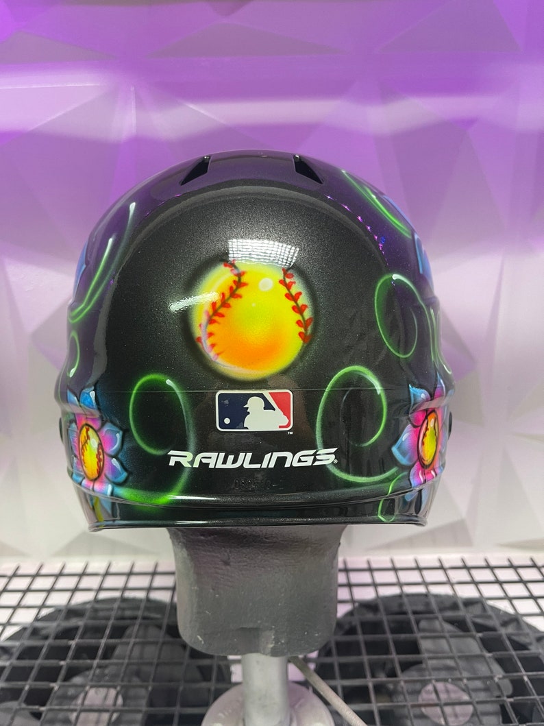 Airbrushed Floral Softball Helmet face Shield Not Included, Purchase