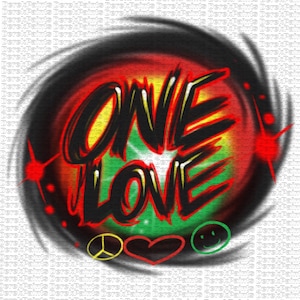 One Love Design Reggae Airbrush Look PNG digitale