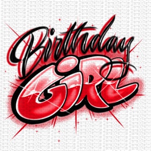 Digital Airbrushed Birthday Girl red png
