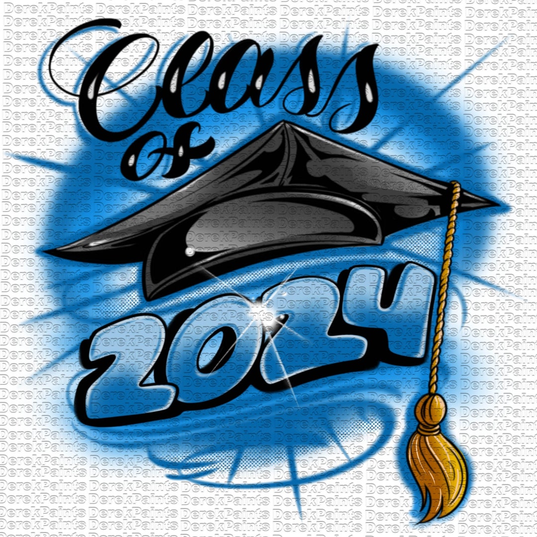 Digital Airbrush Class of 2024 Blue Etsy