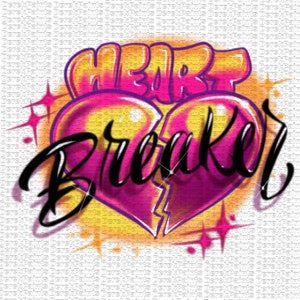 Heart Breaker 80s 90s Airbrush Feel Design File PNG