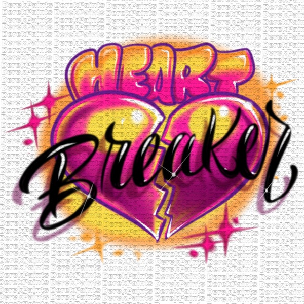 Heart Breaker 80s 90s Airbrush Feel Design File PNG