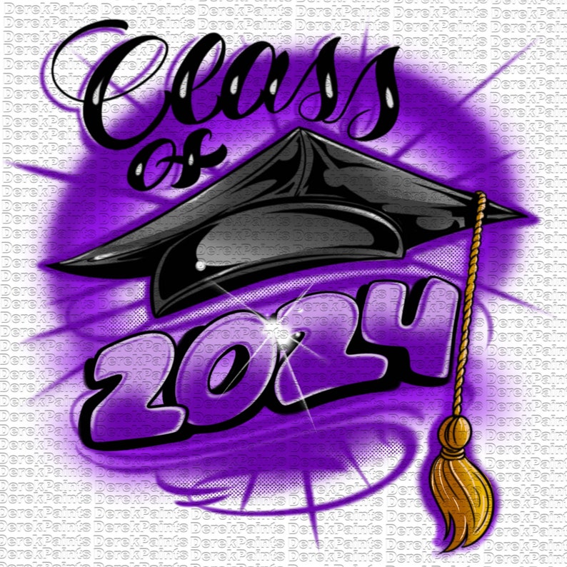 Digital Airbrush Class of 2024 Purple Etsy