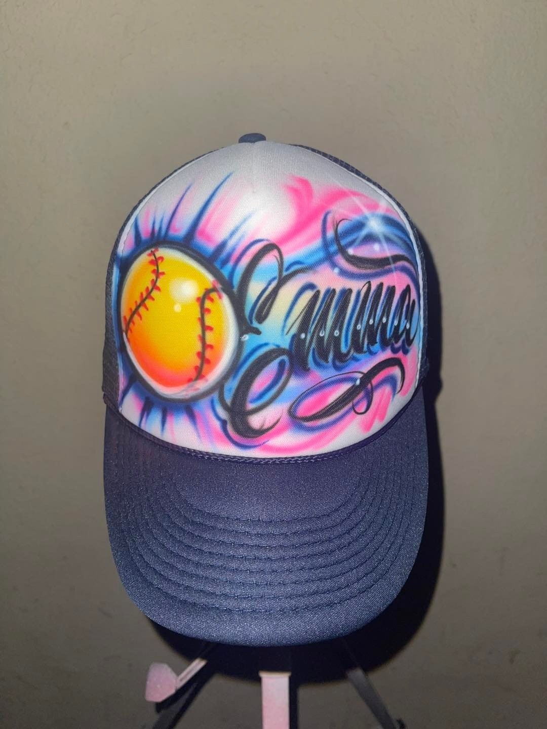 Airbrush Softball Hat Etsy