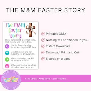 Imprimible de Pascua / La historia de Pascua de M&M - Tarjetas de 2,5" x 3,5"