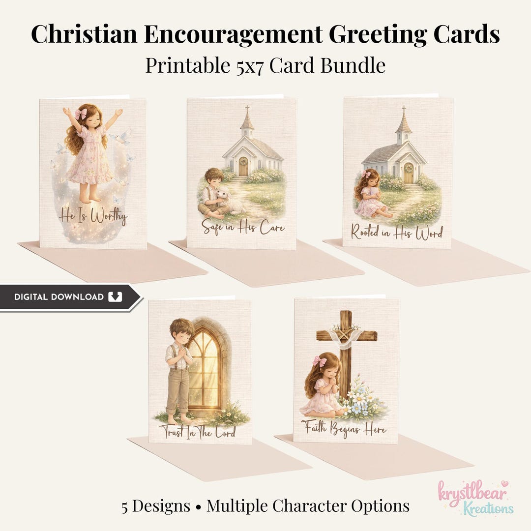 Christian Encouragement Greeting Cards Printable | Kids Faith Cards 5x7 ...