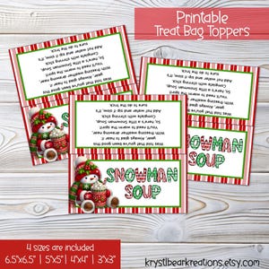 Snowman Soup, Kids Party Treat Bag Topper, Classroom Treats, Printable Topper, Party Favor Idea, DIY Classroom Gift, Christmas