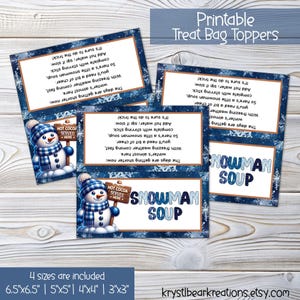 Snowman Soup, Kids Party Treat Bag Topper, Classroom Treats, Printable Topper, Party Favor Idea, DIY Classroom Gift, Christmas