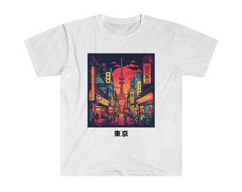 Camiseta de las calles de Tokio, camisa vintage, camisa estética, moda japonesa, camisa de calle, camisa de regalo genial, camiseta unisex de estilo suave