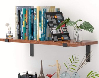 Set of 2 shelf brackets in heavy duty style. Industrial floating shelving metal support. Loft design shelf support.