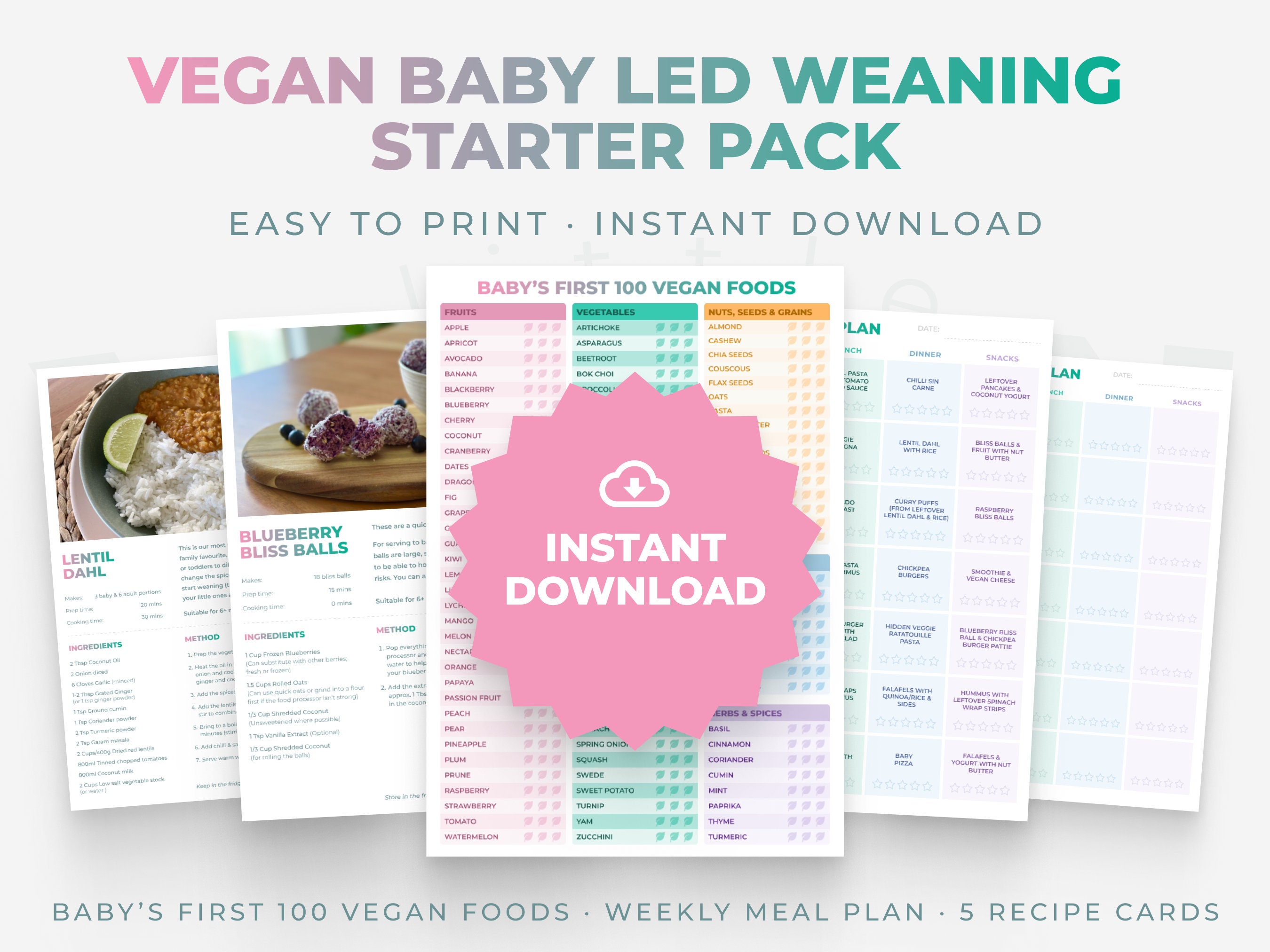 Printable Vegan Baby Led Weaning Meal Planner Vegan Baby Led Weaning