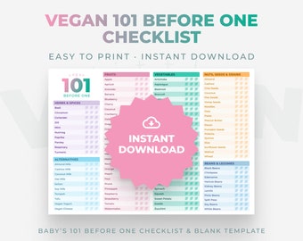 Vegan Baby Led Weaning 101 Before One Checklist · Vegan Baby Led Weaning Food Tracker - PDF Download