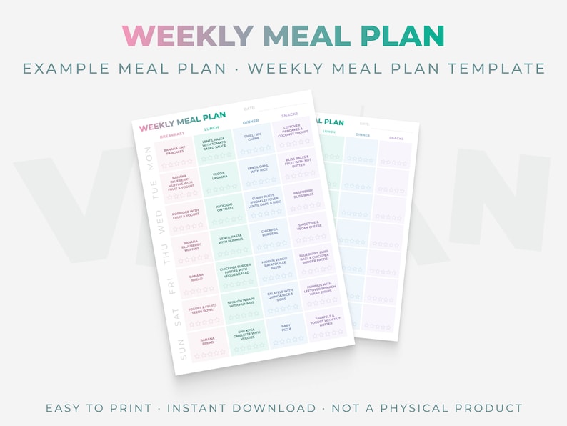 Printable Vegan Baby Led Weaning Meal Planner Vegan Baby Led Etsy