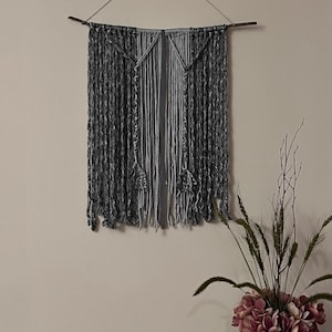 Yarn Tapestry, Bohemian Home Decor, wall art decoration, gray, black, slightly faded yarn, art, home decor