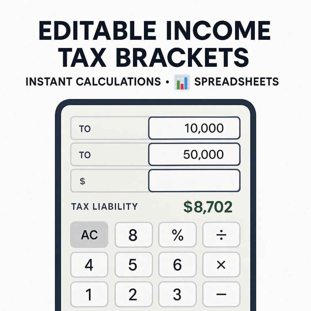 Sample Income Bracket Income Tax Brackets Calculator – Editable U.S. Federal Tax Estimator ...