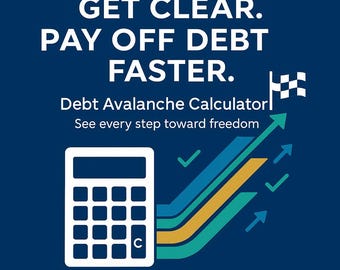 Debt Avalanche Calculator | Google Sheets Template | Payoff Tracker | Editable Spreadsheet