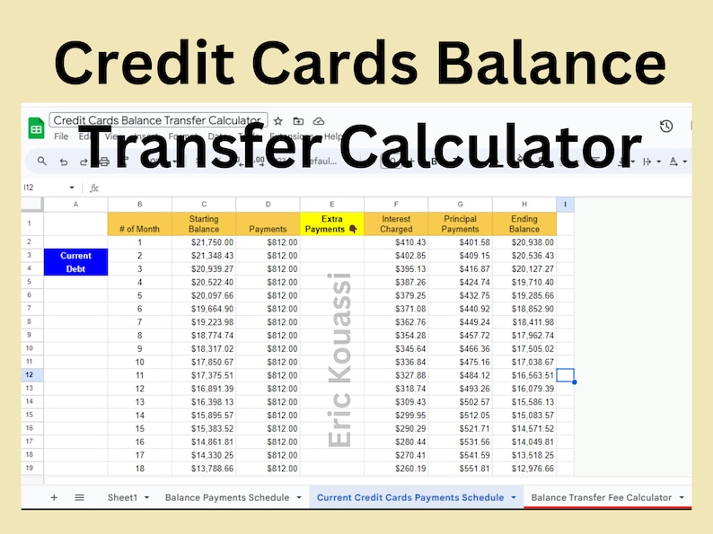 Balance Transfer Calculation Credit Cards Balance Transfer Calculator - Etsy