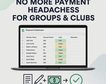 Google Sheets Contribution Tracker | Club Dues & Donations Spreadsheet | Treasurer Template | Instant PDF Download