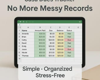 Susu Dues Tracker Spreadsheet (Version 2) - The Must-Have Tool for Easy Money Management!