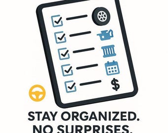 Printable Car Maintenance Log | Vehicle Inspection & Repair Tracker | Google Sheets Digital Auto Planner