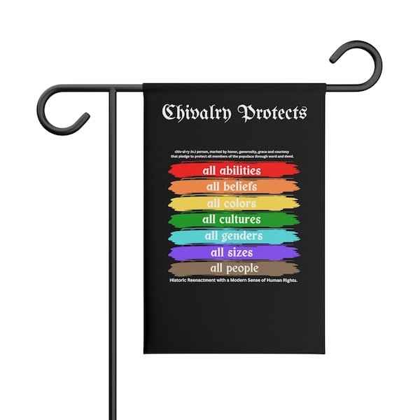 Chivalry Protects Camp Flag, Diversity Welcome Camp Banner, SCA DEI Flag