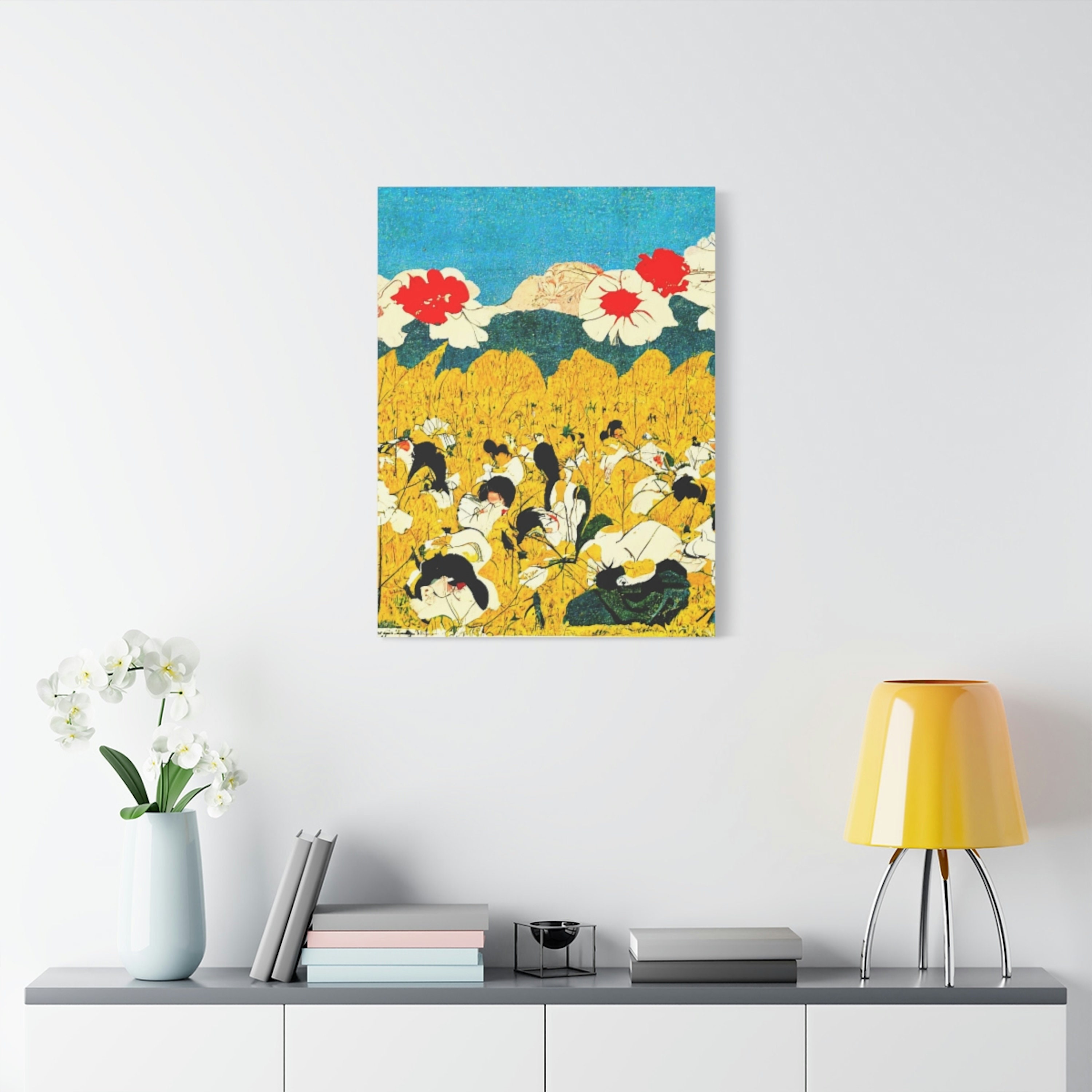 Japanese Canvas Art Minimalist Japanese Flower Art Print Etsy