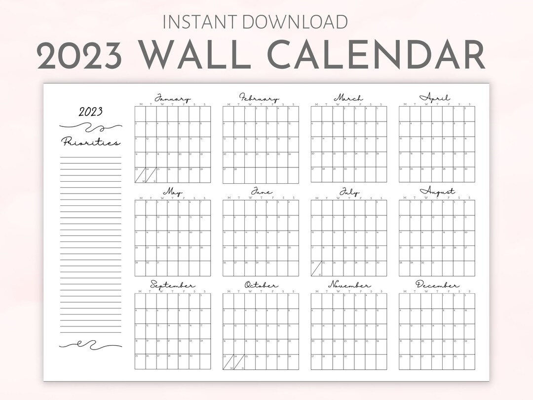 2023 Wall Calendar Printable Large Wall Planner Calendar PDF 36inx24in