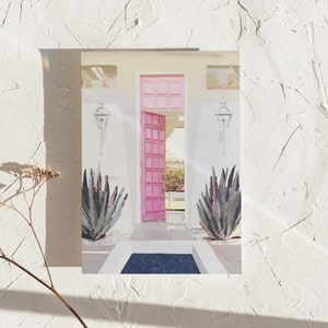 Palm Springs California Print | Pink Door Mid-Century Modern House | Modern Art Print | Pink Desert Decor