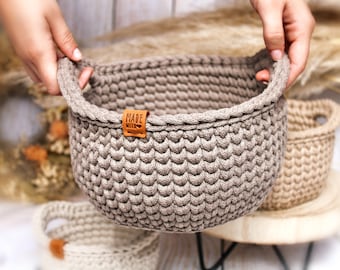 Panier au crochet avec anse/idée de rangement/cadeau
