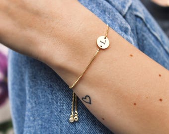 Personalisiertes Armkettchen mit einem Schmuckplättchen und einem gratis Poliertuch/ gold-, silber& roségoldfarben/ verstellbar/Slider/Basic
