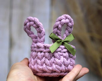 Mini Hasenkörbchen gehäkelt/Dekoration/Eierbecher
