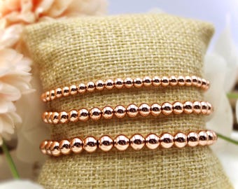 Rosegoldfarbene Basics /verschiedene Größen/goldenes Perlenarmband/langlebig plattiert/Perlenarmband