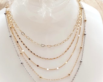Zarte Halsketten 18 Karat gold/silber Edelstahl mit Anhänger/ Gliederketten Basic