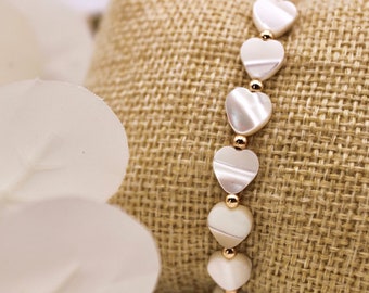 Herzmuschelarmband Perlmutt / 14k vergoldet/ gold/ silber/ rosegold /Süßwasserperlen/ Freundschaftsarmband/Perlenarmband